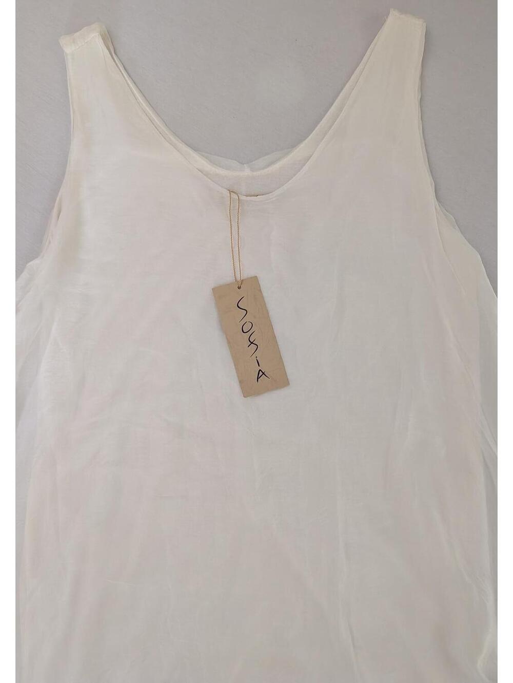 NWT Sofia Flowy Soft Ethereal  Lined White Sleeveless Dress Made in Italy - Picture 7 of 8